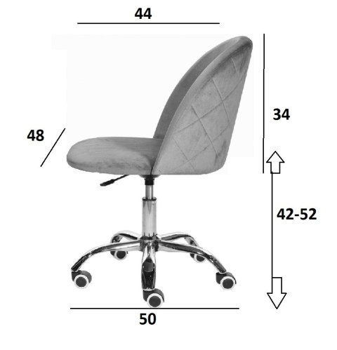 Krzesło obrotowe GLORIA OFFICE LIGHT GREY VELVET Krzesło obrotowe GLORIA OFFICE LIGHT GREY VELVET