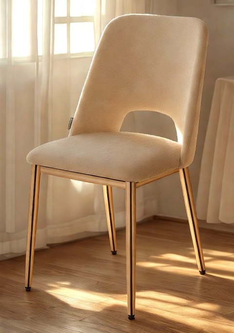 Krzesło tapicerowane GOTI CREAM VELVET GOLD Krzesło tapicerowane GOTI CREAM VELVET GOLD