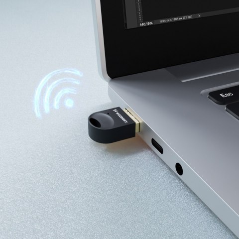 Mini adapter odbiornik nadajnik Bluetooth 5.4 USB-A do komputera - czarny Mini adapter odbiornik nadajnik Bluetooth 5.4 USB-A do komputera - czarny