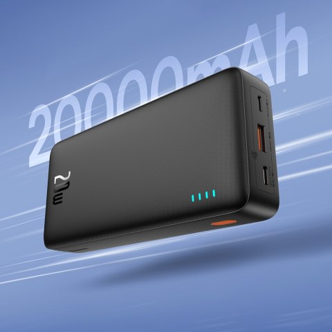 Powerbank 20000mAh Airpow 20W z kablem USB-A - USB-C 50cm - czarny