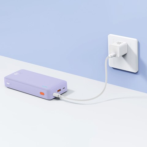 Powerbank 20000mAh Airpow Fast Charge 20W z kablem USB USB-C 50cm - fioletowy