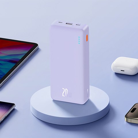 Powerbank 20000mAh Airpow Fast Charge 20W z kablem USB USB-C 50cm - fioletowy