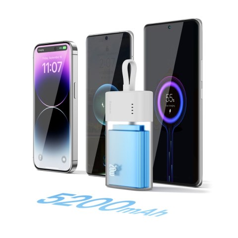 Powerbank Popsicle 5200mAh 20W z kablem Lightning 60W/20V/3A/30cm - biało-zielony
