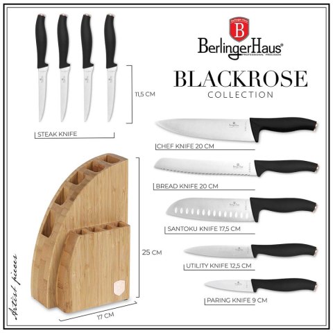 ZESTAW NOŻY BERLINGER HAUS BH-2760 BLACK ROSE W BLOKU BAMBUSOWYM ZESTAW NOŻY BERLINGER HAUS BH-2760 BLACK ROSE W BLOKU BAMBUSOWYM