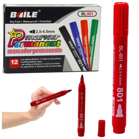 Marker Permanentny Wodoodporny Czerwony 2,5-4,5 mm Marker Permanentny Wodoodporny Czerwony 2,5-4,5 mm