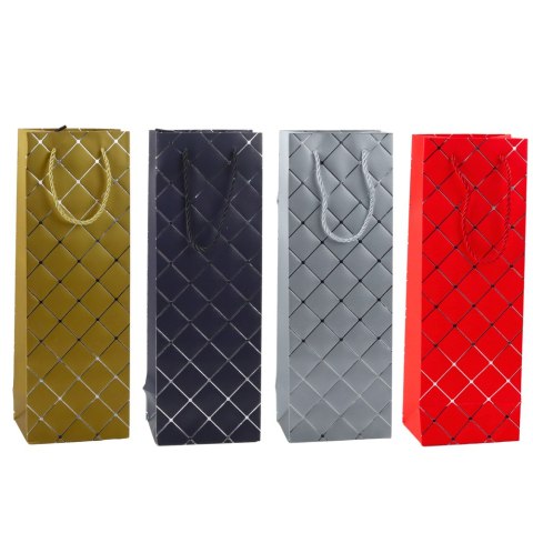 Torba Prezentowa Na Wino Butelkę Papierowa Srebrne Elementy 35 x 12 x 9 cm Torba Prezentowa Na Wino Butelkę Papierowa Srebrne Elementy 35 x 12 x 9 cm