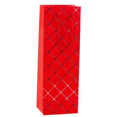 Torba Prezentowa Na Wino Butelkę Papierowa Srebrne Elementy 35 x 12 x 9 cm Torba Prezentowa Na Wino Butelkę Papierowa Srebrne Elementy 35 x 12 x 9 cm