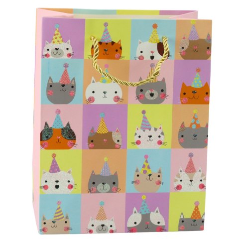 Torba Prezentowa Papierowa Kotki Brokatowa 23 x 18 x 10,5 cm Torba Prezentowa Papierowa Kotki Brokatowa 23 x 18 x 10,5 cm
