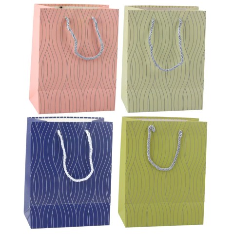 Torba Prezentowa Papierowa Srebrne Linie Faliste 23 x 18 x 10,5 cm Torba Prezentowa Papierowa Srebrne Linie Faliste 23 x 18 x 10,5 cm