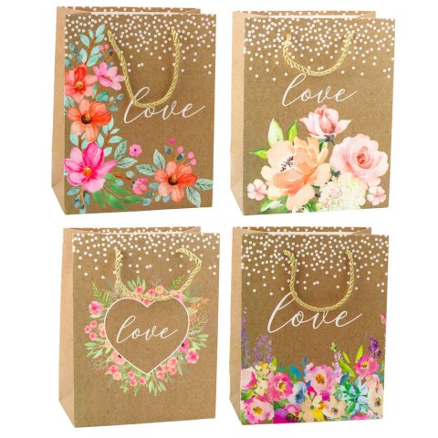 Torba Prezentowa Napis Love Kwiaty 23 x 18 x 10,5 cm Torba Prezentowa Napis Love Kwiaty 23 x 18 x 10,5 cm
