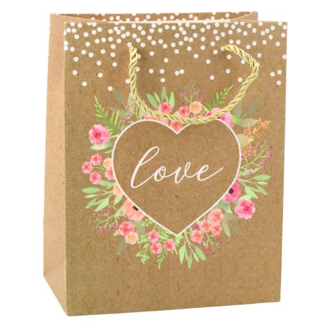 Torba Prezentowa Napis Love Kwiaty 23 x 18 x 10,5 cm Torba Prezentowa Napis Love Kwiaty 23 x 18 x 10,5 cm