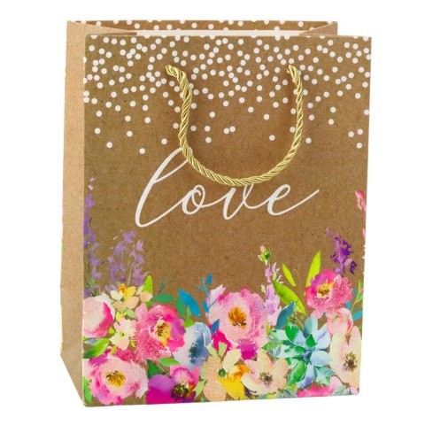 Torba Prezentowa Napis Love Kwiaty 23 x 18 x 10,5 cm Torba Prezentowa Napis Love Kwiaty 23 x 18 x 10,5 cm