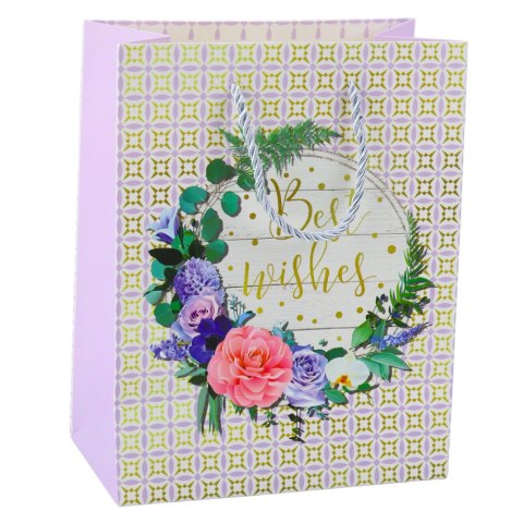 Torba Prezentowa Wzory Kwiaty Best Wishes 23 x 18 x 10,5 cm Torba Prezentowa Wzory Kwiaty Best Wishes 23 x 18 x 10,5 cm