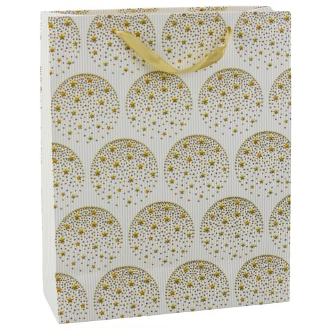 Torba Prezentowa Elegancka Złote Gwiazdki Biała 32 x 26 x 12 cm Torba Prezentowa Elegancka Złote Gwiazdki Biała 32 x 26 x 12 cm