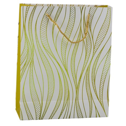 Torba Prezentowa Papierowa Linie Faliste Złote 32 x 26 x 12 cm Torba Prezentowa Papierowa Linie Faliste Złote 32 x 26 x 12 cm