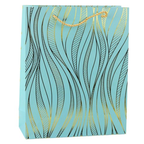 Torba Prezentowa Papierowa Linie Faliste Złote 32 x 26 x 12 cm Torba Prezentowa Papierowa Linie Faliste Złote 32 x 26 x 12 cm