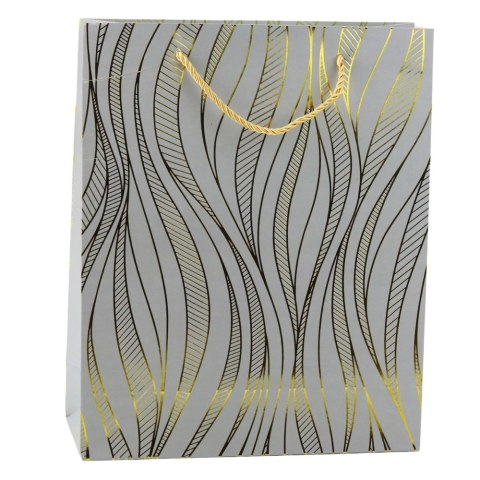 Torba Prezentowa Papierowa Linie Faliste Złote 32 x 26 x 12 cm Torba Prezentowa Papierowa Linie Faliste Złote 32 x 26 x 12 cm
