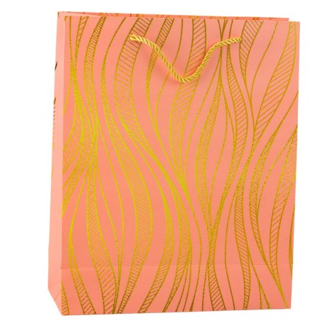 Torba Prezentowa Papierowa Linie Faliste Złote 32 x 26 x 12 cm Torba Prezentowa Papierowa Linie Faliste Złote 32 x 26 x 12 cm