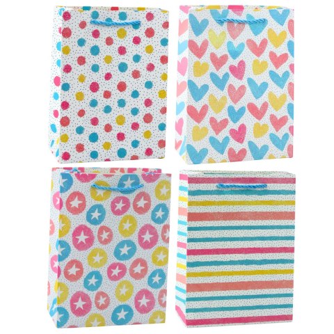 Torba Prezentowa Serca Gwiazdki Kropki Paski Kolorowe 23 x 18 x 10,5 cm Torba Prezentowa Serca Gwiazdki Kropki Paski Kolorowe 23 x 18 x 10,5 cm