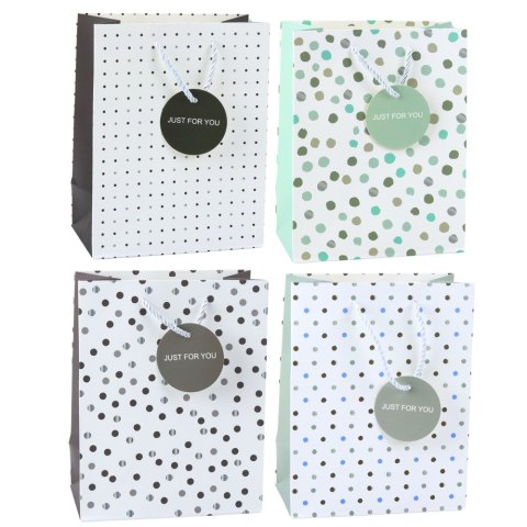 Torba Prezentowa Z Kropkami Napis Just For You 23 x 18 x 10,5 cm Torba Prezentowa Z Kropkami Napis Just For You 23 x 18 x 10,5 cm