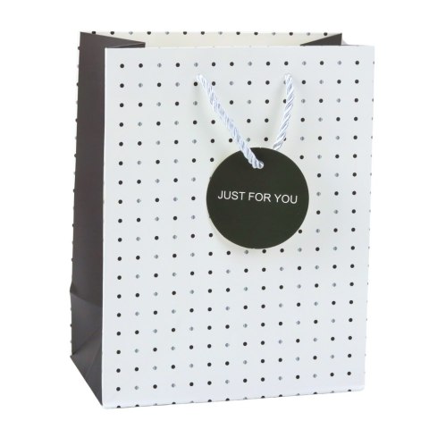 Torba Prezentowa Z Kropkami Napis Just For You 23 x 18 x 10,5 cm Torba Prezentowa Z Kropkami Napis Just For You 23 x 18 x 10,5 cm