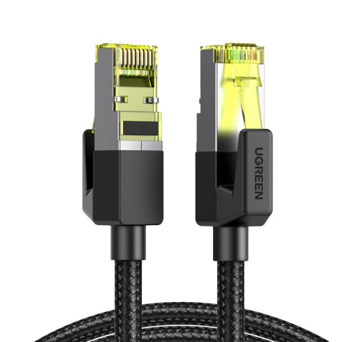 Kabel sieciowy patchcord w oplocie Ethernet RJ45 Cat 7 10Gbps 1m - czarny