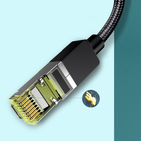 Kabel sieciowy patchcord w oplocie Ethernet RJ45 Cat 7 10Gbps 1m - czarny