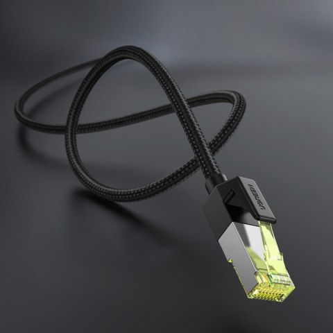 Kabel sieciowy patchcord w oplocie Ethernet RJ45 Cat 7 10Gbps 1m - czarny