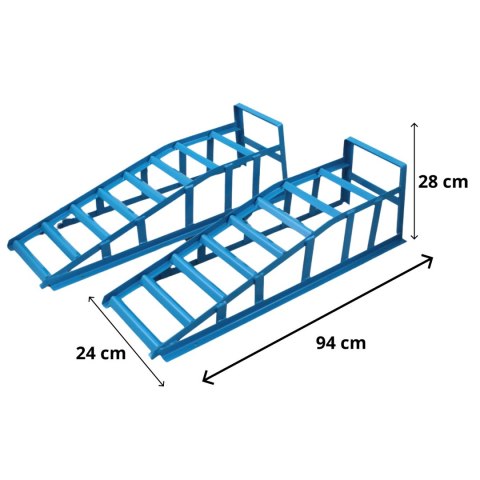 Rampy samochodowe stalowe 1500 kg antypoślizgowe szerokość 24 cm komplet Rampy samochodowe stalowe 1500 kg antypoślizgowe szerokość 24 cm komplet