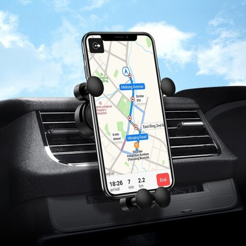 Uchwyt na telefon do samochodu grawitacyjny na kratkę wentylacyjną czarny Uchwyt na telefon do samochodu grawitacyjny na kratkę wentylacyjną czarny