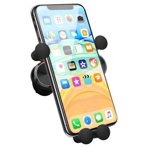 Uchwyt na telefon do samochodu grawitacyjny na kratkę wentylacyjną czarny Uchwyt na telefon do samochodu grawitacyjny na kratkę wentylacyjną czarny