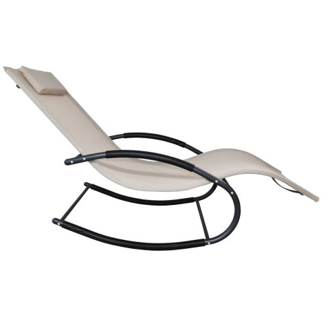 Leżak OGRODOWY bujany DESIGNERSKI beżowy textilene 150 kg elegancki na lata Leżak OGRODOWY bujany DESIGNERSKI beżowy textilene 150 kg elegancki na lata