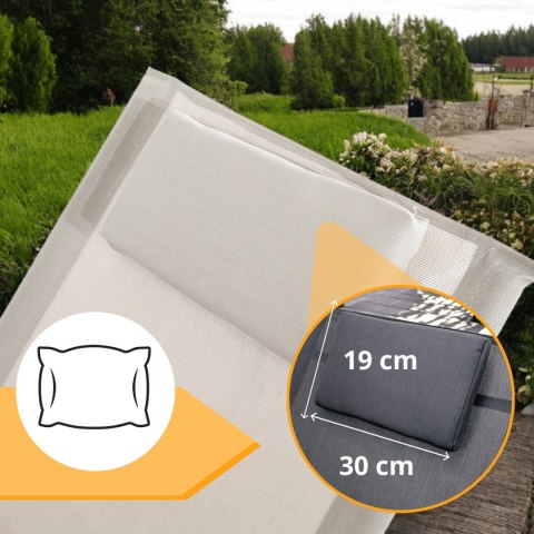 Leżak OGRODOWY bujany DESIGNERSKI beżowy textilene 150 kg elegancki na lata Leżak OGRODOWY bujany DESIGNERSKI beżowy textilene 150 kg elegancki na lata