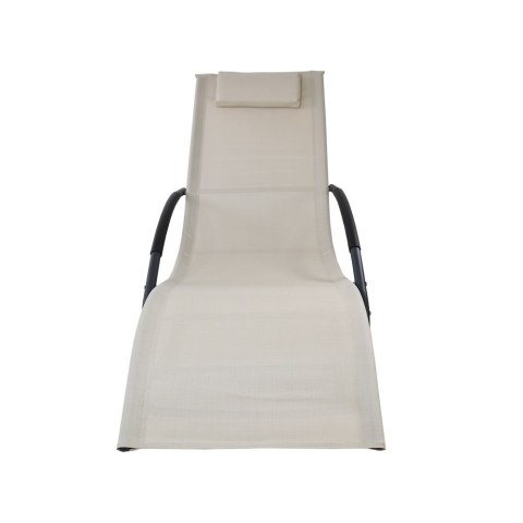 Leżak OGRODOWY bujany DESIGNERSKI beżowy textilene 150 kg elegancki na lata Leżak OGRODOWY bujany DESIGNERSKI beżowy textilene 150 kg elegancki na lata
