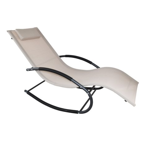 Leżak OGRODOWY bujany DESIGNERSKI beżowy textilene 150 kg elegancki na lata Leżak OGRODOWY bujany DESIGNERSKI beżowy textilene 150 kg elegancki na lata