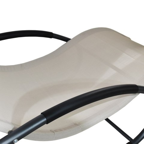 Leżak OGRODOWY bujany DESIGNERSKI beżowy textilene 150 kg elegancki na lata Leżak OGRODOWY bujany DESIGNERSKI beżowy textilene 150 kg elegancki na lata