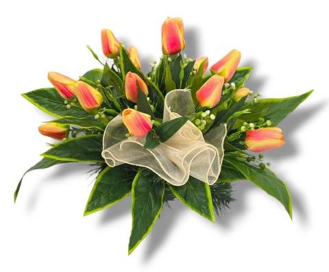 WIOSENNY STROIK KOMPOZYCJA KWIATOWA MISA Z OBCIĄŻENIEM NA GRÓB POMNIK TULIPANY