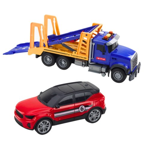 Zestaw Ciężarówka Laweta Transporter Samochód Światła Dźwięki Zestaw Ciężarówka Laweta Transporter Samochód Światła Dźwięki