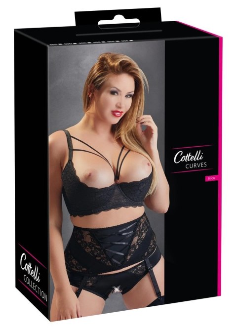 Cottelli CURVES - Biustonosz Z Odkrytym Biustem I Ozdobnymi Paseczkami Czarny 85E Cottelli CURVES - Biustonosz Z Odkrytym Biustem I Ozdobnymi Paseczkami Czarny 85E