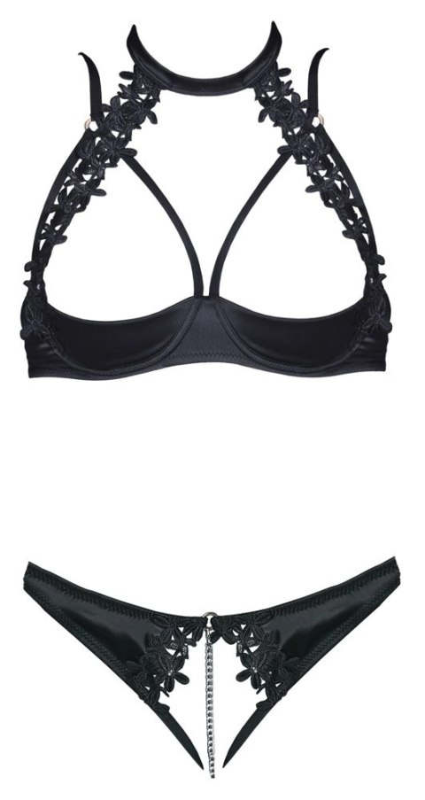 Cottelli LINGERIE - Seksowne Stringi Bez Krocza I Biustonosz Bez Miseczek Z Kwiatowym Haftem 80B/M Cottelli LINGERIE - Seksowne Stringi Bez Krocza I Biustonosz Bez Miseczek Z Kwiatowym Haftem 80B/M