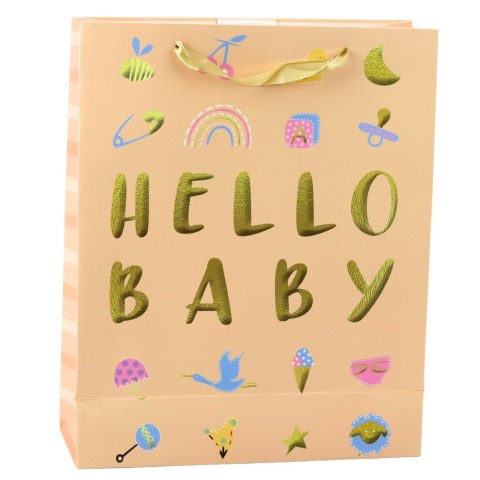 Torba Prezentowa Dla Dziecka Hello Baby Brzoskwiniowa 32 x 26 x 10cm Torba Prezentowa Dla Dziecka Hello Baby Brzoskwiniowa 32 x 26 x 10cm