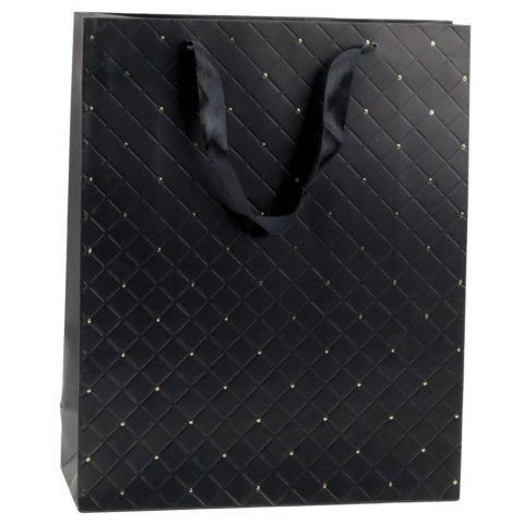 Torba Prezentowa Papierowa Elegancka Złote Kropki Czarna 32 x 26 x 10cm Torba Prezentowa Papierowa Elegancka Złote Kropki Czarna 32 x 26 x 10cm