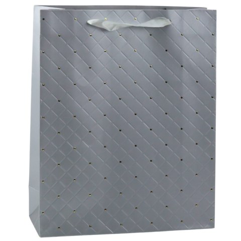 Torba Prezentowa Papierowa Szara Elegancka Złote Kropki 32 x 26 x 10cm Torba Prezentowa Papierowa Szara Elegancka Złote Kropki 32 x 26 x 10cm