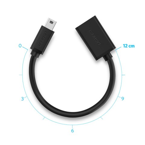Adapter przejściówka mini USB-B (męski) - USB-A (żeński) OTG 10cm - szary Adapter przejściówka mini USB-B (męski) - USB-A (żeński) OTG 10cm - szary