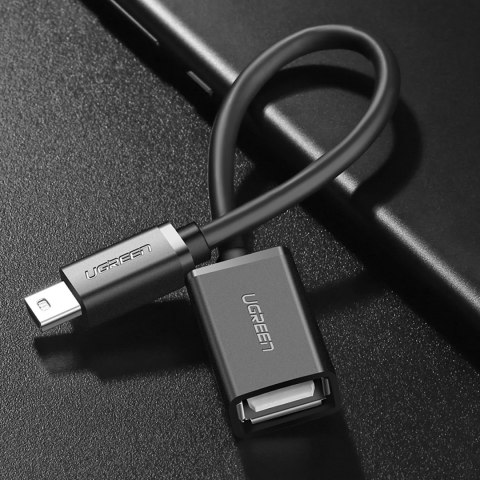 Adapter przejściówka mini USB-B (męski) - USB-A (żeński) OTG 10cm - szary Adapter przejściówka mini USB-B (męski) - USB-A (żeński) OTG 10cm - szary