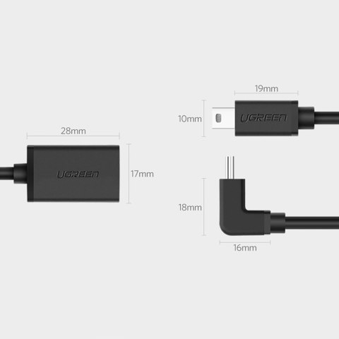 Adapter przejściówka mini USB-B (męski) - USB-A (żeński) OTG 10cm - szary Adapter przejściówka mini USB-B (męski) - USB-A (żeński) OTG 10cm - szary