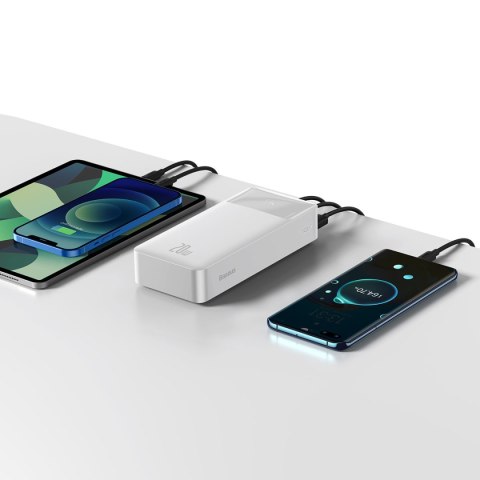 Bipow powerbank z szybkim ładowaniem 30000mAh kabel USB-A microUSB 0.25m biały
