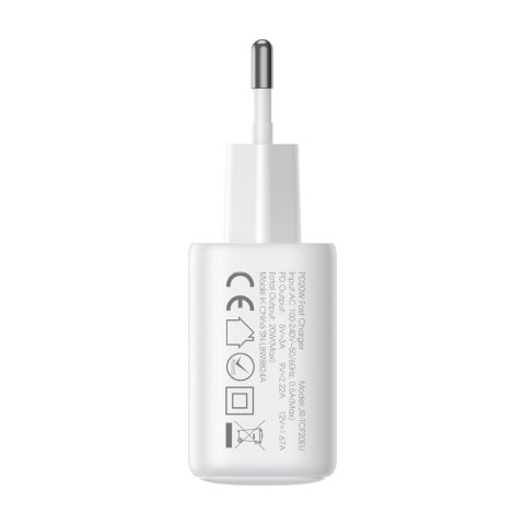 Ładowarka sieciowa 2x USB-C 20W PD QC 3.0 - biała