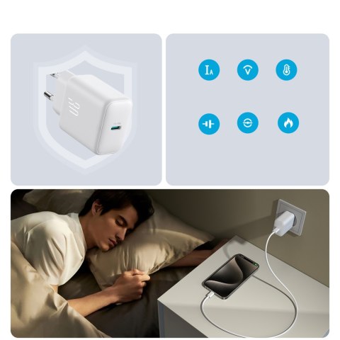 Ładowarka sieciowa USB-C PD 30W QC SFC - biała