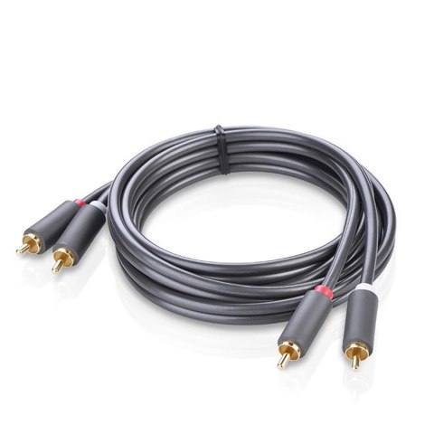 Kabel audio 2RCA (męski) - 2RCA (męski) 1m - szary Kabel audio 2RCA (męski) - 2RCA (męski) 1m - szary